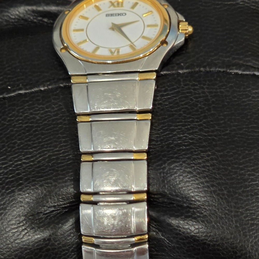 Seiko Women's Two Tone Watch White Dial Quartz Stainless Steel Dressy Classic - Picture 2 of 10